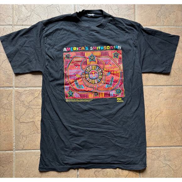 Smithsonian Other - Vintage Smithsonian 150th Anniversary Graphic T Shirt Black Single L/XL